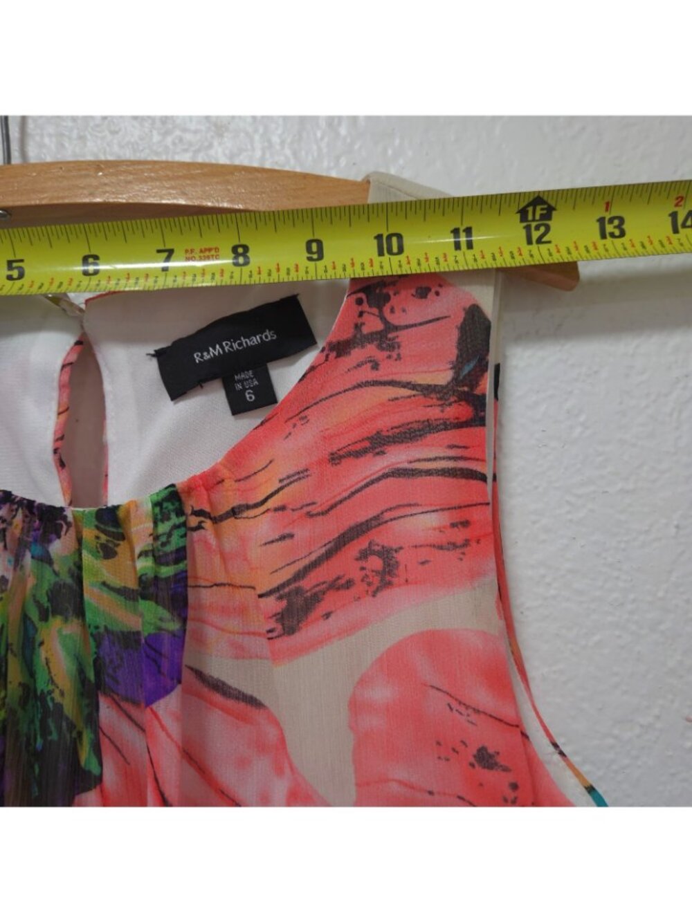 R&M Richards Women Beige Colorful Floral Maxi Elastic Waistband Dress Size 6 - Picture 12 of 15
